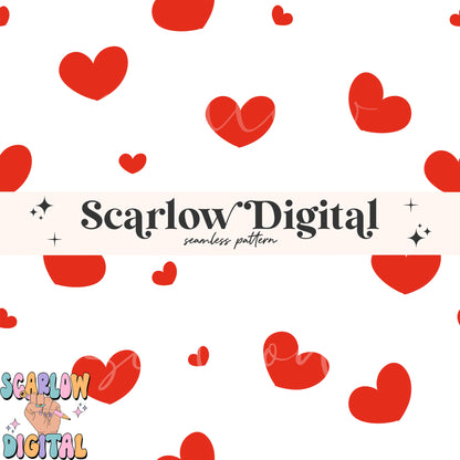 Hearts Seamless Pattern-Valentine's Day Sublimation Digital Design Download-red hearts seamless pattern, valentine's day digital paper