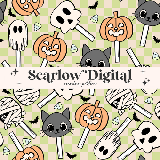 Spooky Suckers Seamless Pattern-Halloween Sublimation Digital Design Download-boy seamless file, halloween surface pattern, kids seamless