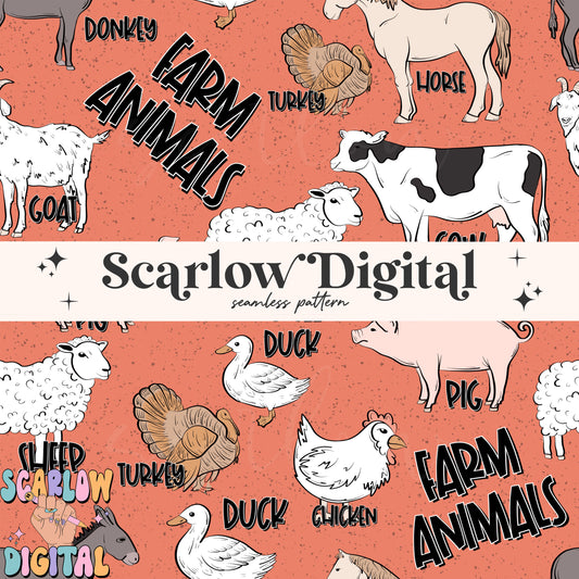 Farm Animals Seamless Pattern Digital Design Download, cows seamless file, boy seamless pattern, kids seamless pattern, country seamless