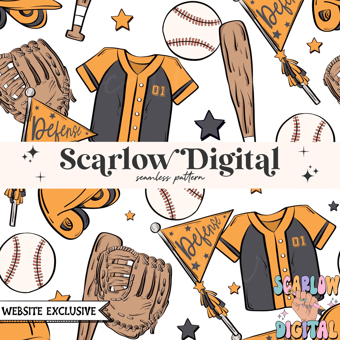 Website Exclusive: Baseball Team Colors Seamless Pattern Digital Design Download