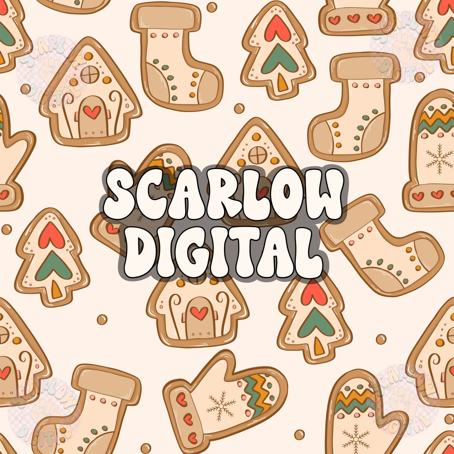 Christmas Cookies Seamless Pattern Digital Design Download, christmas designs, christmas tree digital prints, holiday seamless patterns