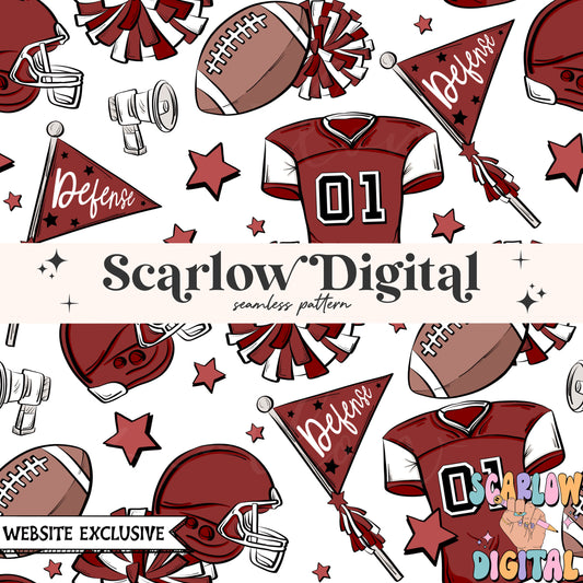 Website Exclusive: Maroon and White Football Seamless Pattern Digital Design Download