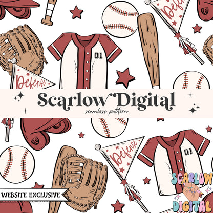 Website Exclusive: Baseball Team Colors Seamless Pattern Digital Design Download