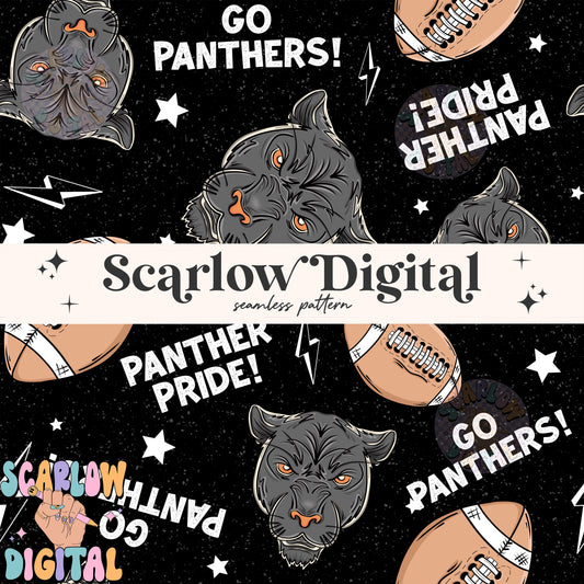 Panthers Seamless Pattern Digital Design Download, Panthers football seamless file, team mascot digital prints, football season seamless
