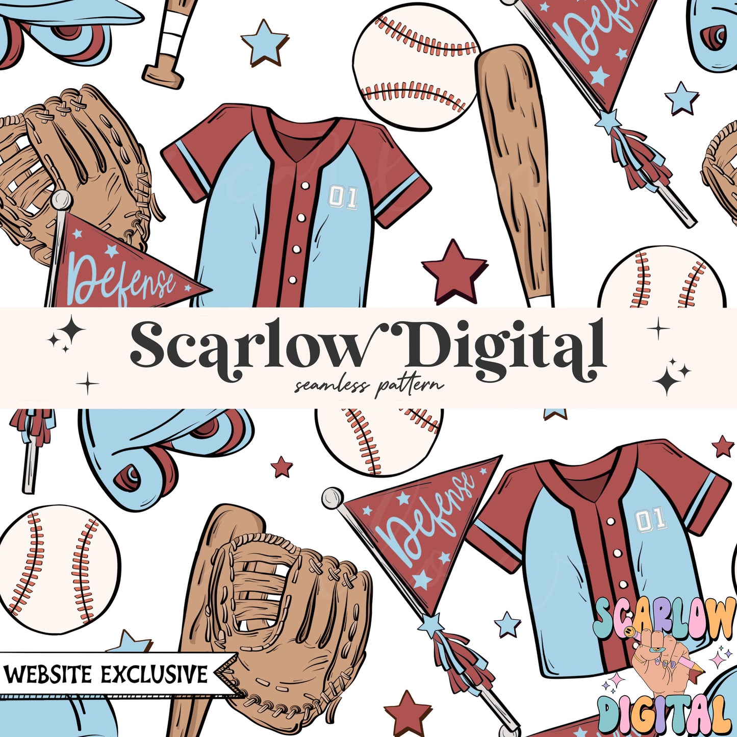 Website Exclusive: Baseball Team Colors Seamless Pattern Digital Design Download