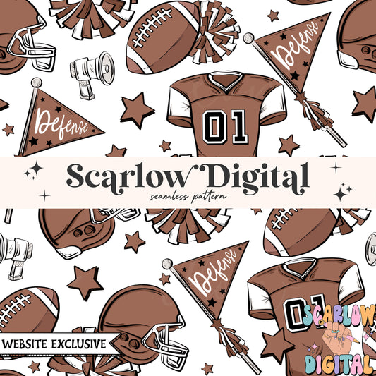 Website Exclusive: Brown and White Football Seamless Pattern Digital Design Download