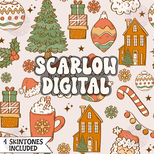 Christmas Things Seamless Pattern Digital Design Download, santa claus seamless, winter seamless, christmas digital paper, xmas designs