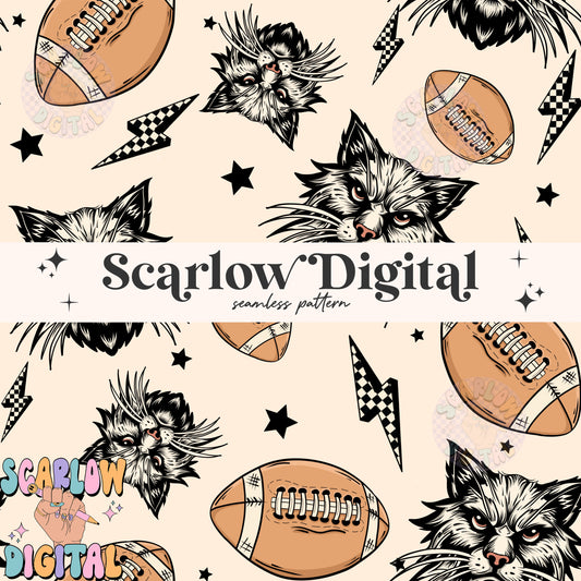 Wildcats Seamless Pattern Digital Design Download, Wildcats football seamless file, team mascot digital prints, football season seamless