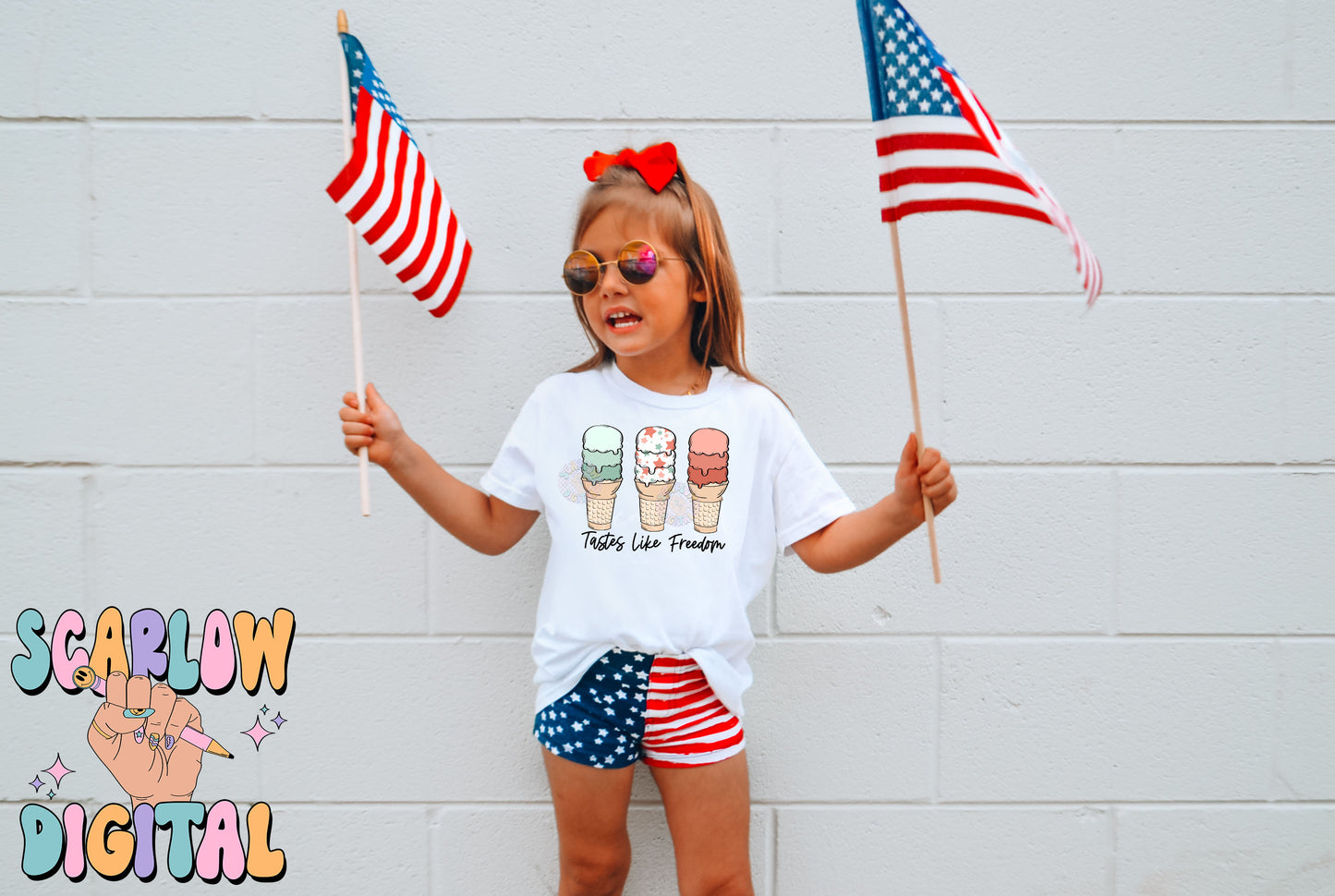 Tastes Like Freedom PNG-Fourth of July Sublimation Digital Design Download-patriotic png, kids july 4th png, american png, ice cream png