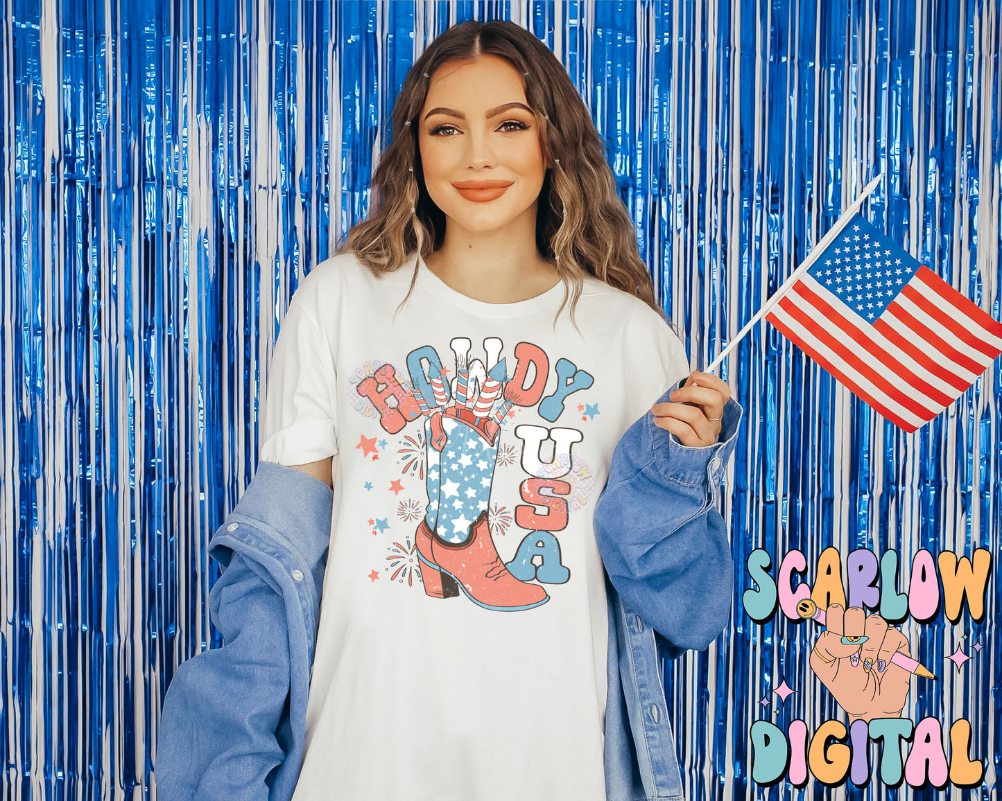 Howdy USA PNG-Fourth of July Sublimation Digital Design Download-patriotic png, stars & stripes png, fireworks png, western png, america png