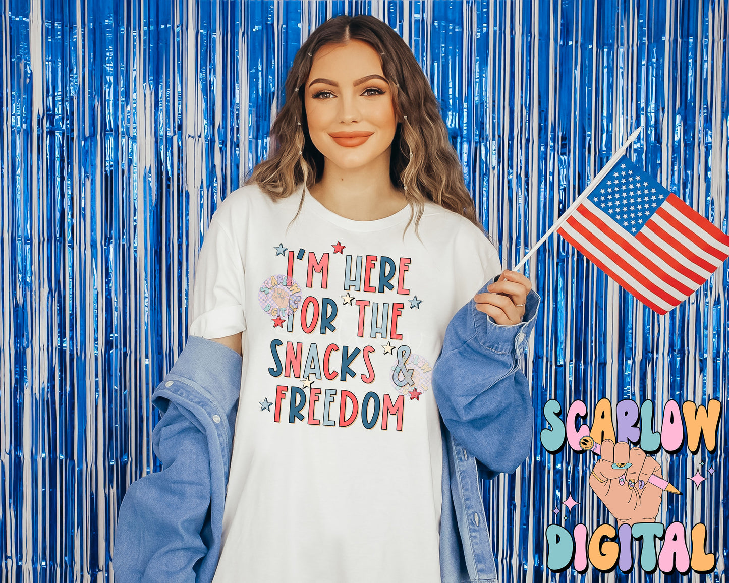 I'm Here For The Snacks and Freedom July 4th PNG sublimation Design Download, red white and blue png, Independence Day png, Fourth of July