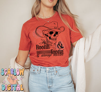 Rootin' Tootin' and Always Shootin' PNG Digital Design Download, western png, skeleton png, snarky png, adult humor png, funny png designs