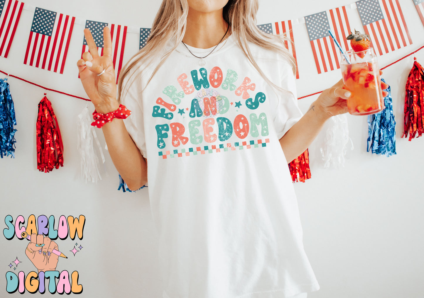 Fireworks and Freedom PNG-Fourth of July Sublimation Digital Design Download-patriotic png, stars png, red white blue png, USA png designs