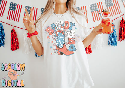 Howdy USA PNG-Fourth of July Sublimation Digital Design Download-patriotic png, stars & stripes png, fireworks png, western png, america png