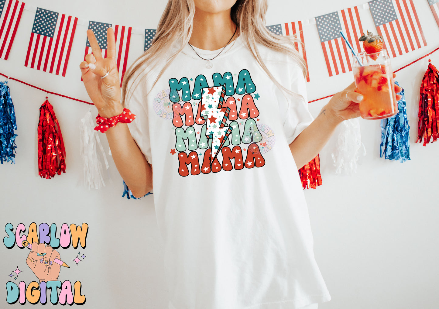 Patriotic Mama PNG-July 4th Sublimation Digital Design Download-red white and blue png, mama mini july 4th png, american mama png designs