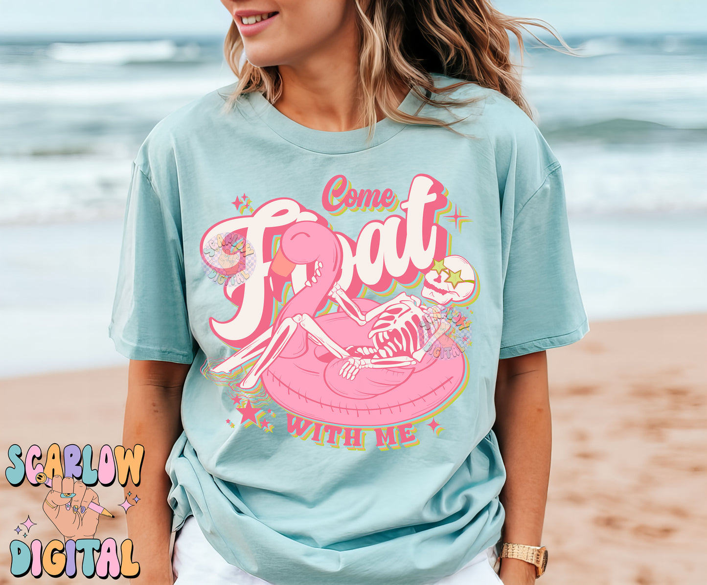 Float With Me PNG Digital Design Download, skeleton png, summer png, pool float png, flamingo png, funny png, swimming png, trendy png files