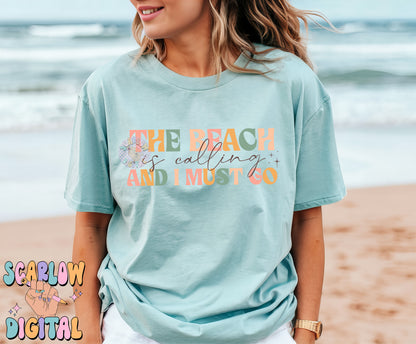 The Beach is Calling And I Must Go PNG-Summer Sublimation Digital Design Download-ocean png, summertime png, simple summer design, beach png