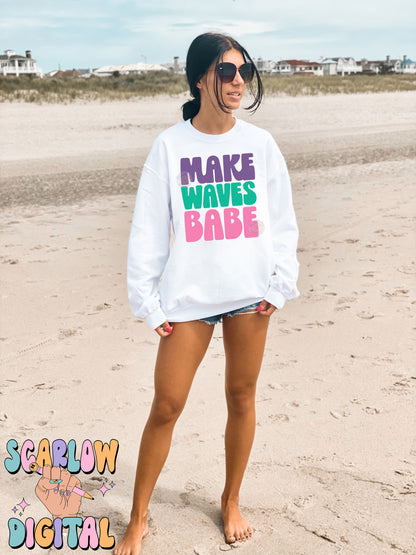 Make Waves Babe PNG Sublimation Digital Design Download, simple summer png, summertime png, png for girls, mermaid png, beachy png designs