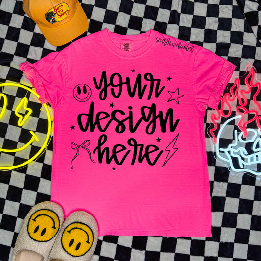 Comfort Colors Neon Pink Tshirt Mockup