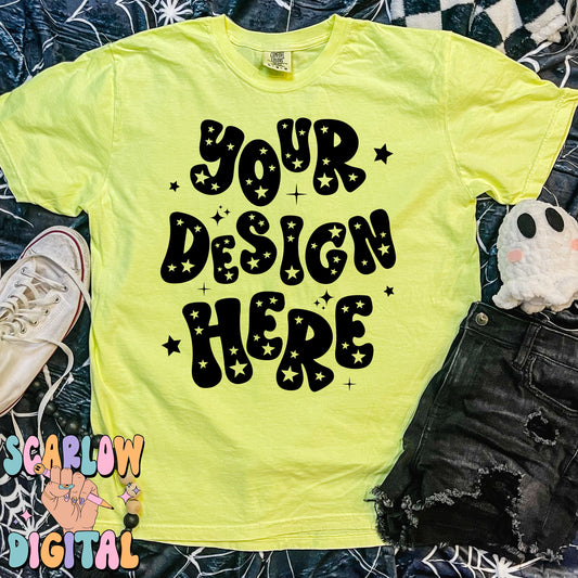 Comfort Colors Neon Lemon Shirt Halloween Mockup