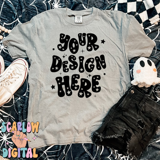 Comfort Colors Gray Shirt Halloween Mockup