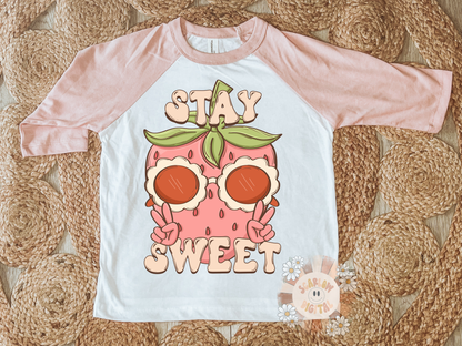 Stay Sweet PNG-Strawberry Sublimation Digital Design Download-summer png, fruit png, sunglasses png, retro png, girly png, trendy png design