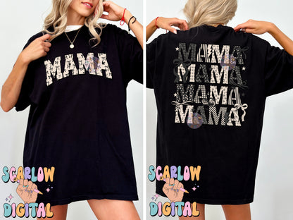 Coquette Varsity Mama Front and Back PNG Digital Design Bundle, coquette mama shirt design, mama png design, bows varsity font mama png, edgy mama bows png files