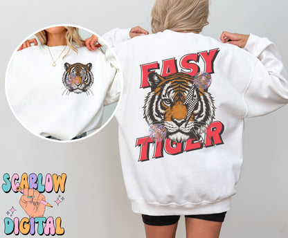 Easy Tiger PNG Front and Back Bundle Digital Design Download, grunge png, edgy png, lightening bolt png, checkers png, mens png, unisex png