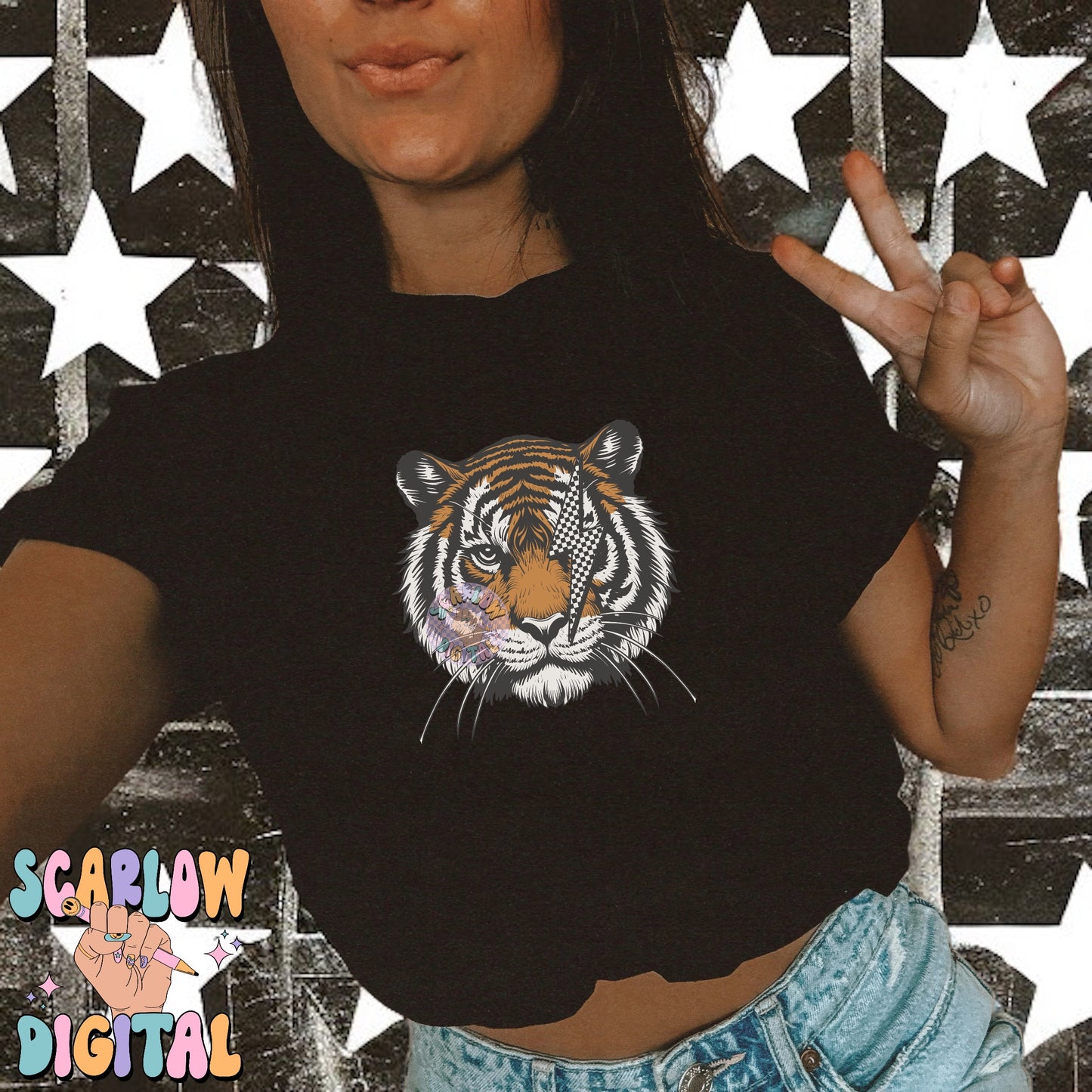 Easy Tiger PNG Front and Back Bundle Digital Design Download, grunge png, edgy png, lightening bolt png, checkers png, mens png, unisex png