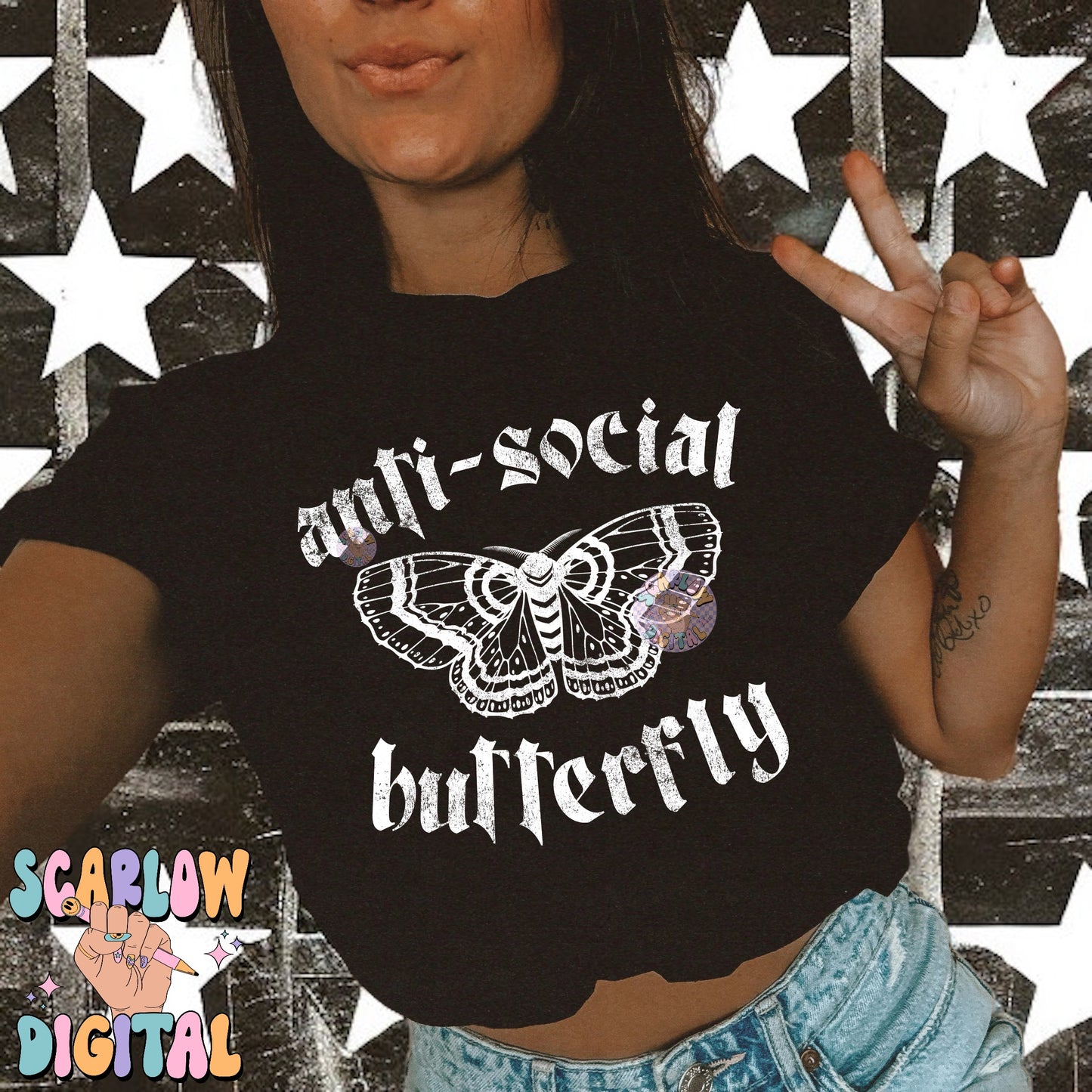 Anti-Social Butterfly PNG Digital Design