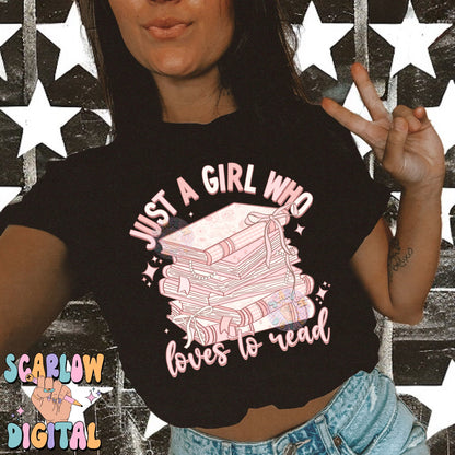 Just a Girl Who Loves to Read PNG Digital Design