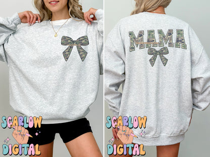 Camo Mama Front and Back PNG Bundle Digital Design