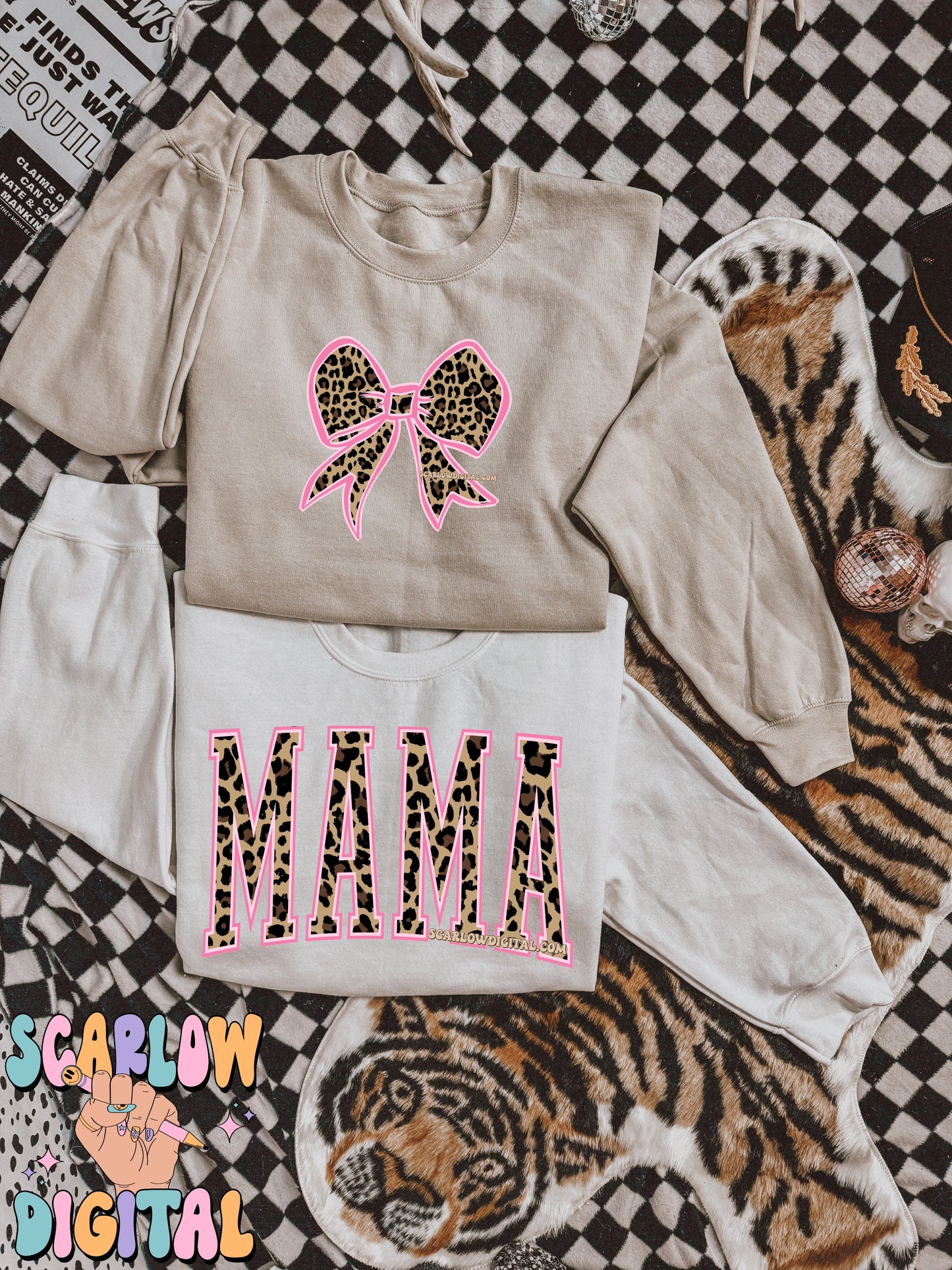 Leopard Print Mama and Bow PNG Bundle Digital Design