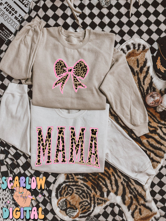 Leopard Print Mama and Bow PNG Bundle Digital Design