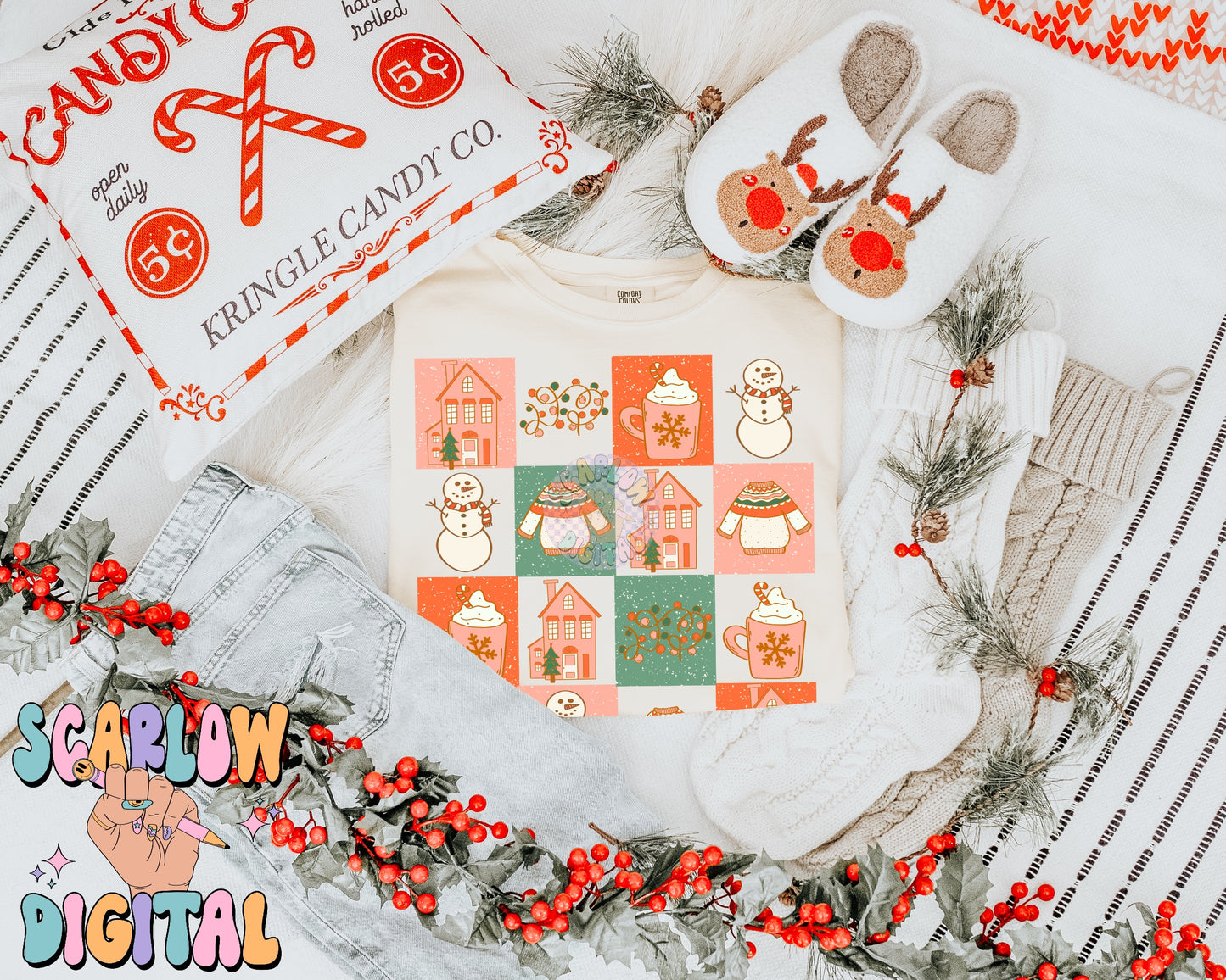 Christmas Things PNG Digital Design, christmas lights, snowman, merry christmas, trendy designs, gingerbread christmas, checkers png design