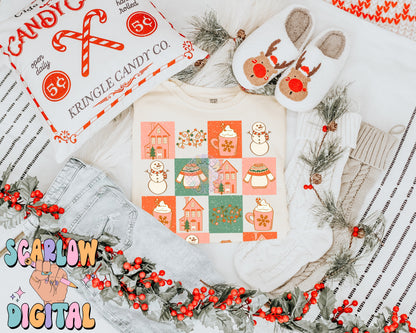 Christmas Things PNG Digital Design, christmas lights, snowman, merry christmas, trendy designs, gingerbread christmas, checkers png design