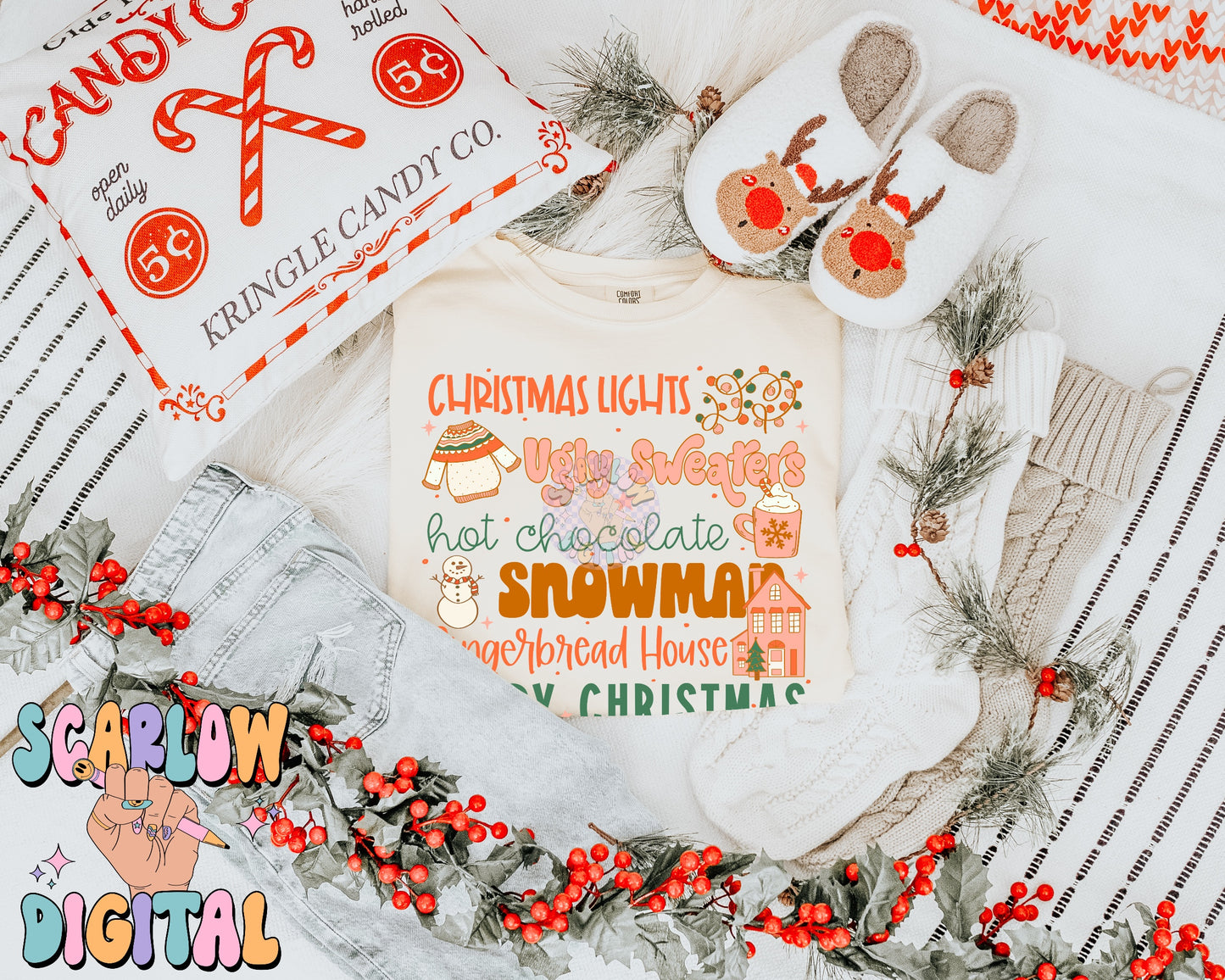 Christmas Things PNG Digital Design, christmas lights, snowman, merry christmas, trendy designs, gingerbread christmas, hot cocoa png design