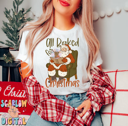 All Booked For Christmas PNG Digital Design Download, reading png, christmas books png, santa claus png, book lover png, trendy book designs