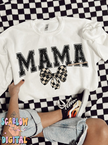 Mama Checkered Bow PNG Digital Design