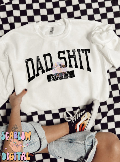 Dad Shit 24/7 PNG Digital Design Download, daddy png, funny men png, single color png, trendy men's designs, svg designs, mom and dad png