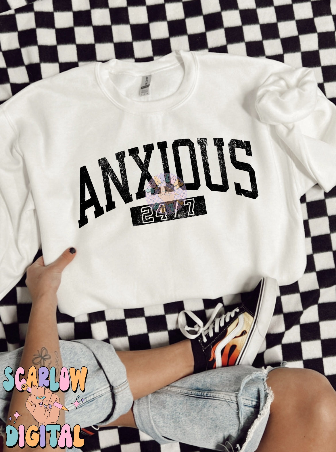 Anxious 24/7 PNG Digital Design Download, always anxious png, mental health png, single color png, trendy designs, svg designs, funny png