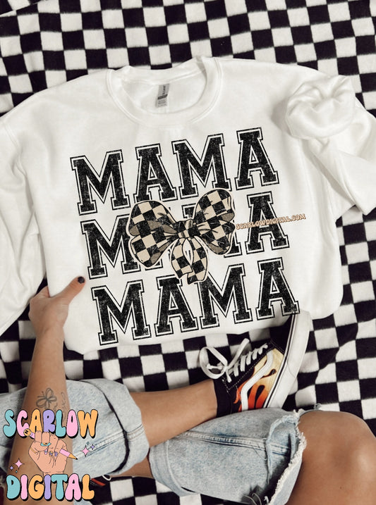 Mama Checkered Bow PNG Digital Design