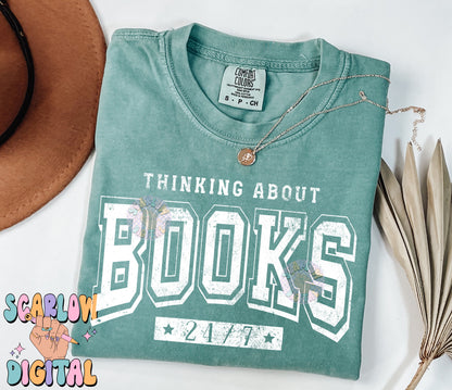 Thinking About Books 24/7 PNG Digital Design Download