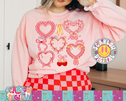 Frilly Coquette Hearts PNG Digital Design
