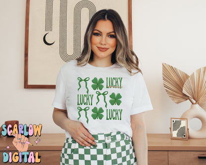 Lucky Bows and Clovers PNG Digital Design