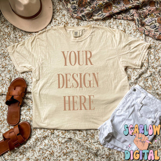 Comfort Colors Ivory Tshirt Mockup