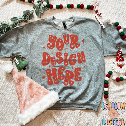 Gildan Sport Grey Sweatshirt Christmas Mockup