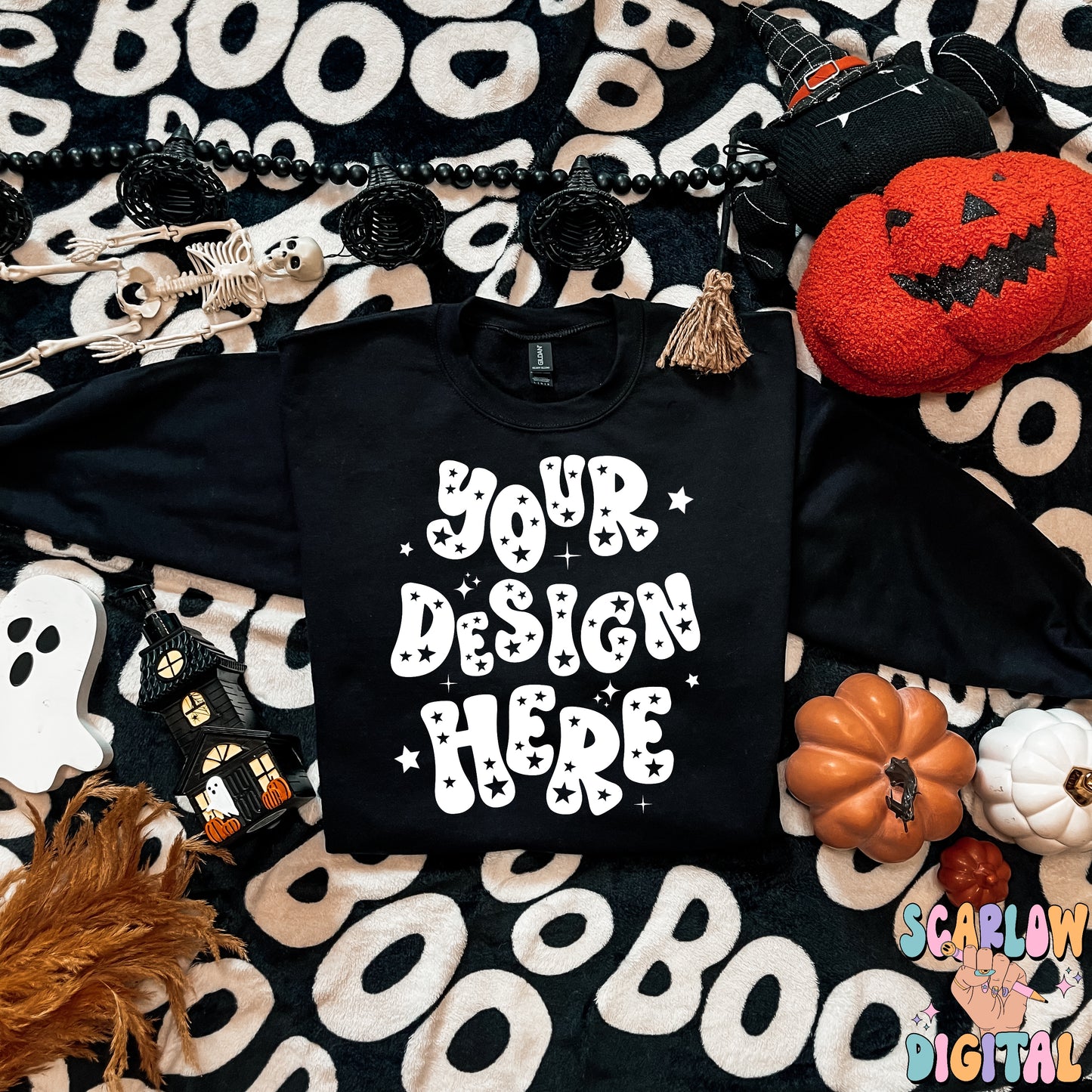 Gildan Black Sweatshirt Halloween Mockup