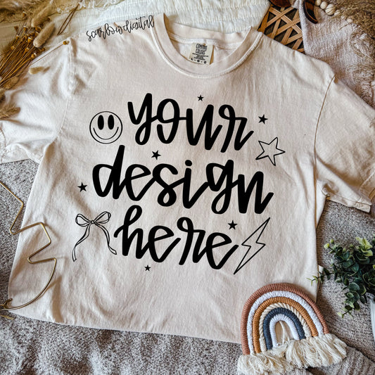 Ivory Boho Comfort Colors T-Shirt Mockup