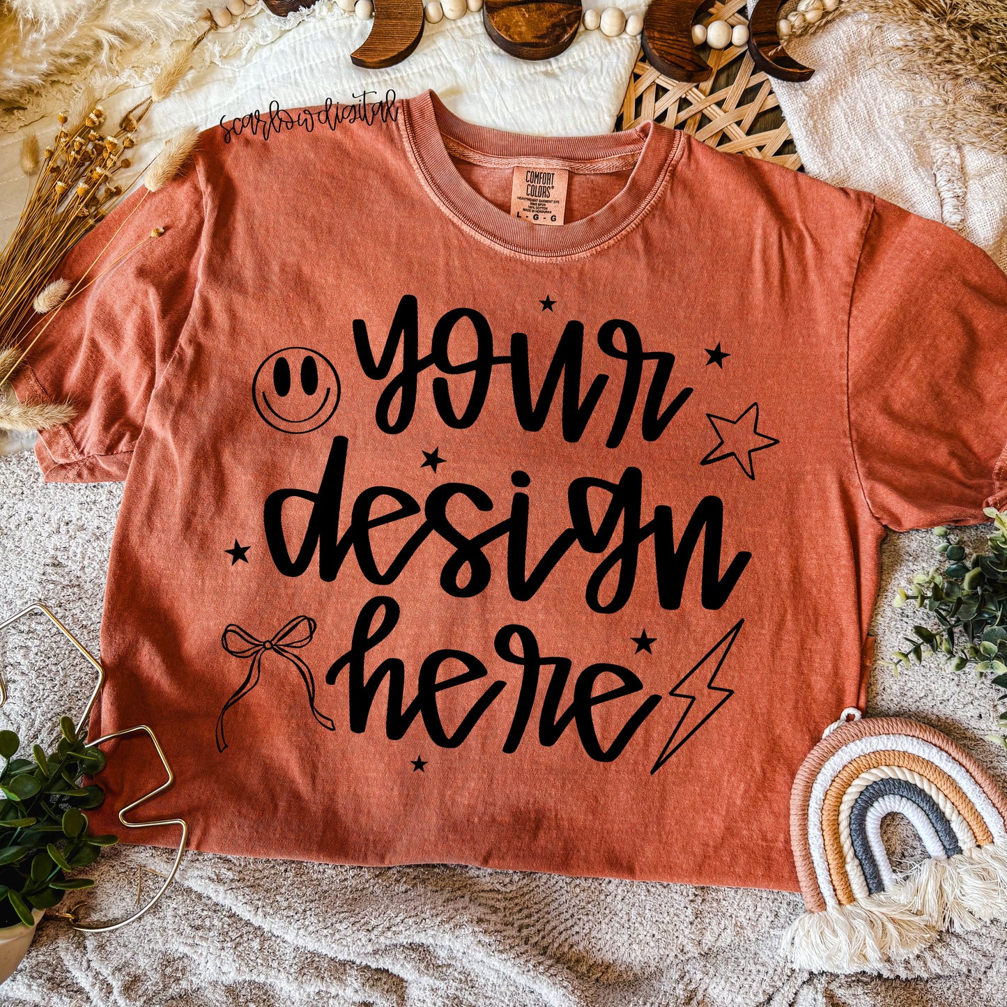 Yam Boho Comfort Colors T-Shirt Mockup